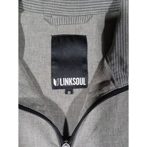 Linksoul 1/4 Zip Pullover Light Gray Stretch Golf Jacket Size M Embroidered Logo - Picture 2 of 4